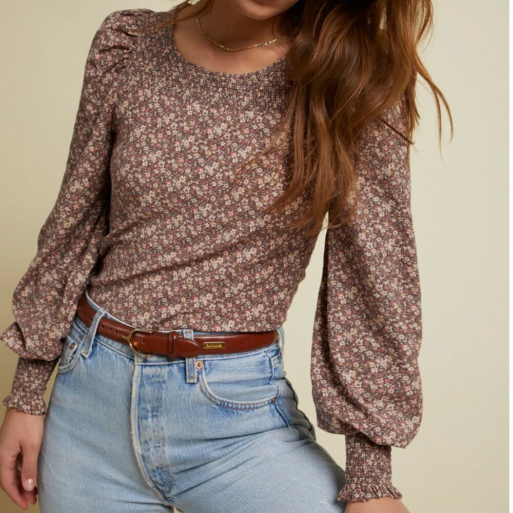 Nation LTD Abigail Festival Long Sleeve Top Pima Cotton Little House M